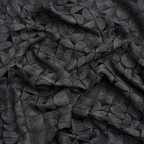 Circles and Slices Recycled Polyester and Cotton Drapery Jacquard - Ink - British Imported
