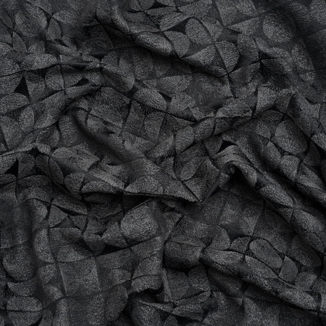 Circles and Slices Recycled Polyester and Cotton Drapery Jacquard - Ink - British Imported