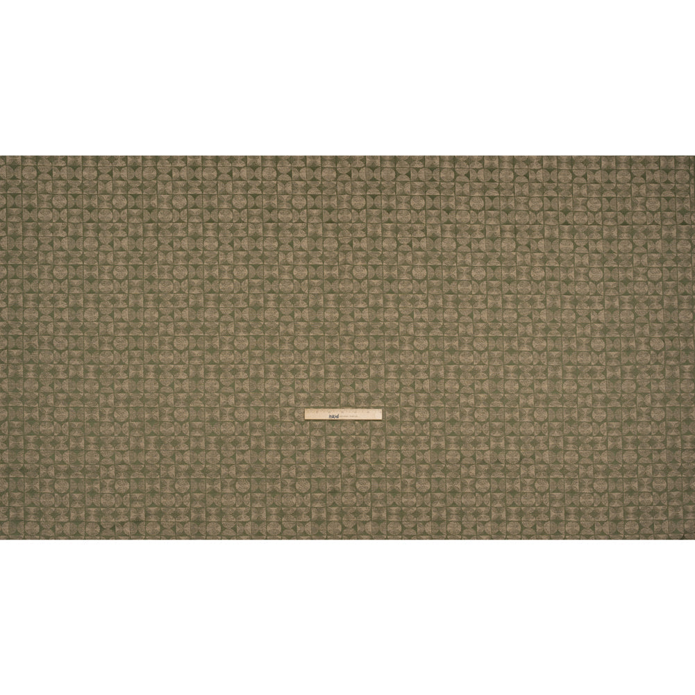 Circles and Slices Recycled Polyester and Cotton Drapery Jacquard - Ivy - British Imported