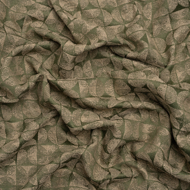 Circles and Slices Recycled Polyester and Cotton Drapery Jacquard - Ivy - British Imported