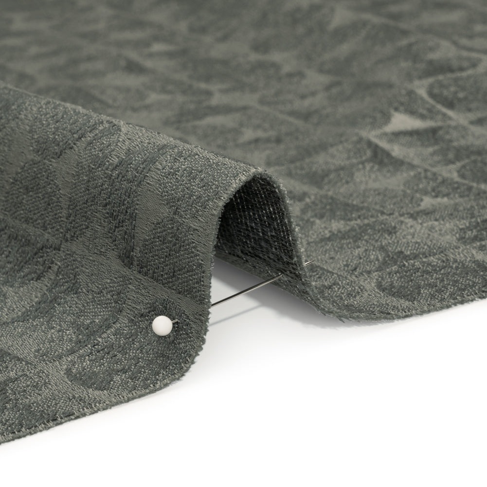 Circles and Slices Recycled Polyester and Cotton Drapery Jacquard - Ocean - British Imported
