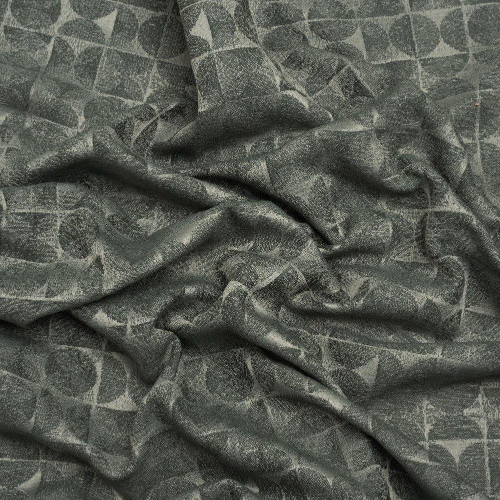 Circles and Slices Recycled Polyester and Cotton Drapery Jacquard - Ocean - British Imported