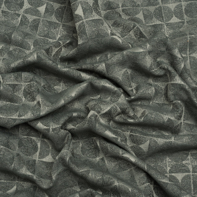 Circles and Slices Recycled Polyester and Cotton Drapery Jacquard - Ocean - British Imported