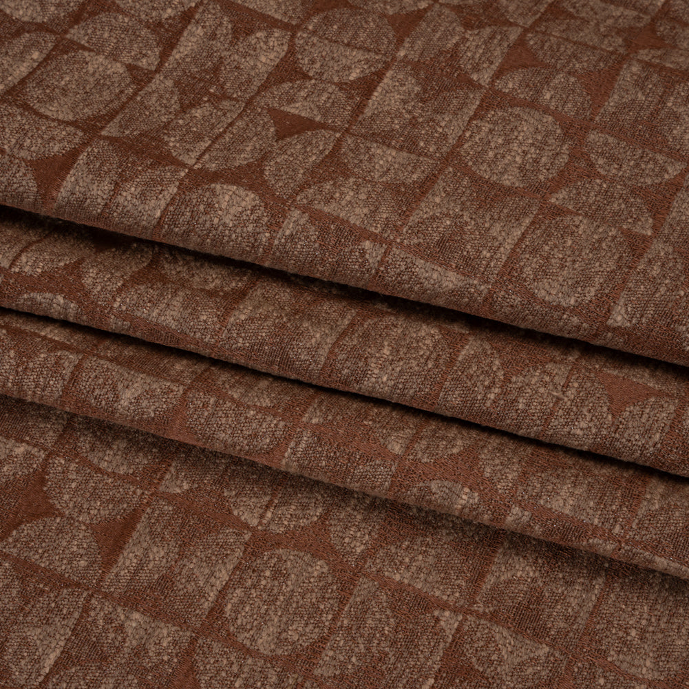Circles and Slices Recycled Polyester and Cotton Drapery Jacquard - Paprika - British Imported