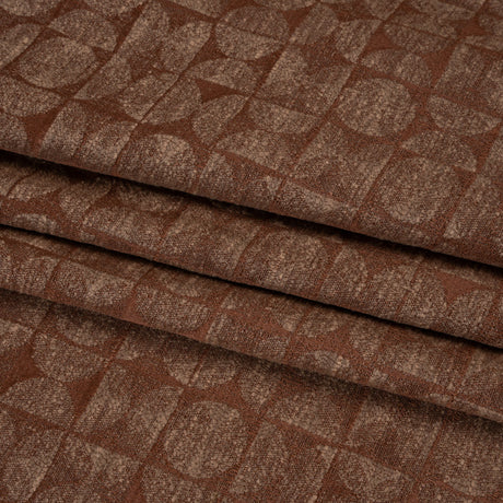 Circles and Slices Recycled Polyester and Cotton Drapery Jacquard - Paprika - British Imported