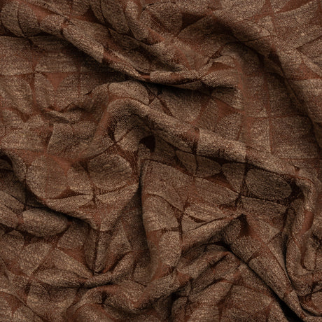 Circles and Slices Recycled Polyester and Cotton Drapery Jacquard - Paprika - British Imported