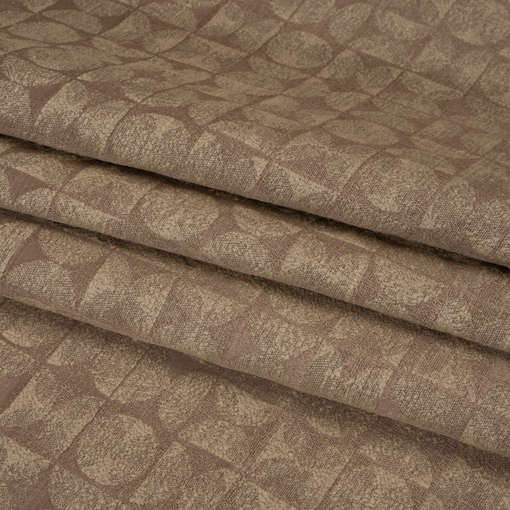 Circles and Slices Recycled Polyester and Cotton Drapery Jacquard - Rosewood - British Imported