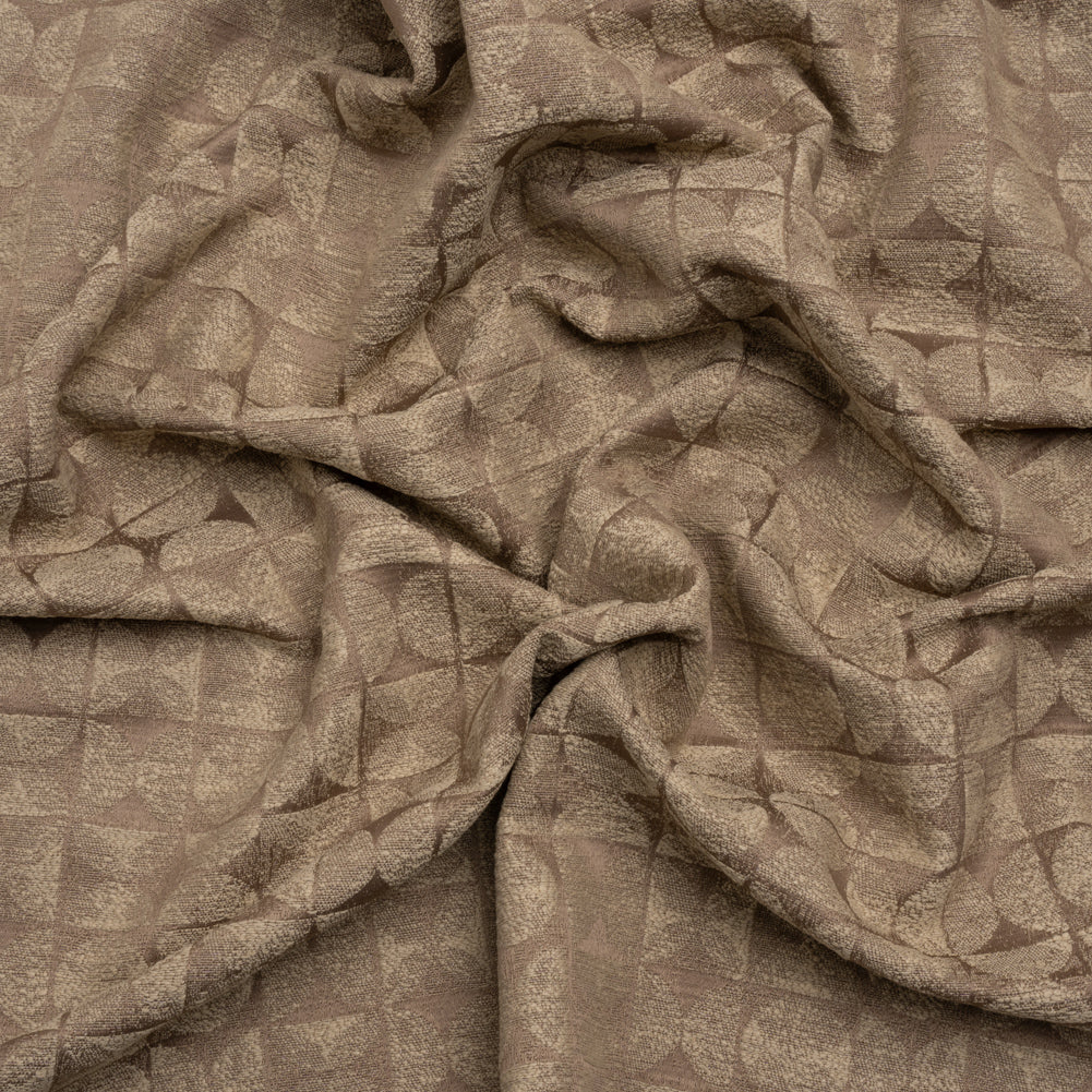 Circles and Slices Recycled Polyester and Cotton Drapery Jacquard - Rosewood - British Imported