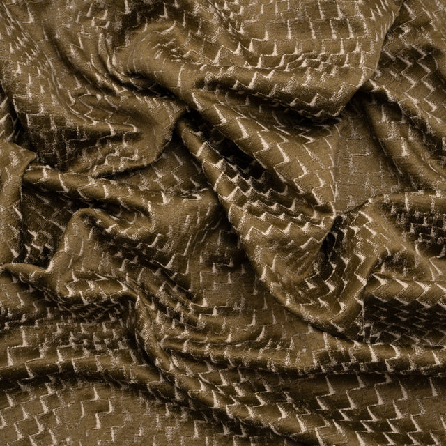 Stairstep Zig Zags Recycled Polyester and Cotton Drapery Jacquard - Brass - British Imported