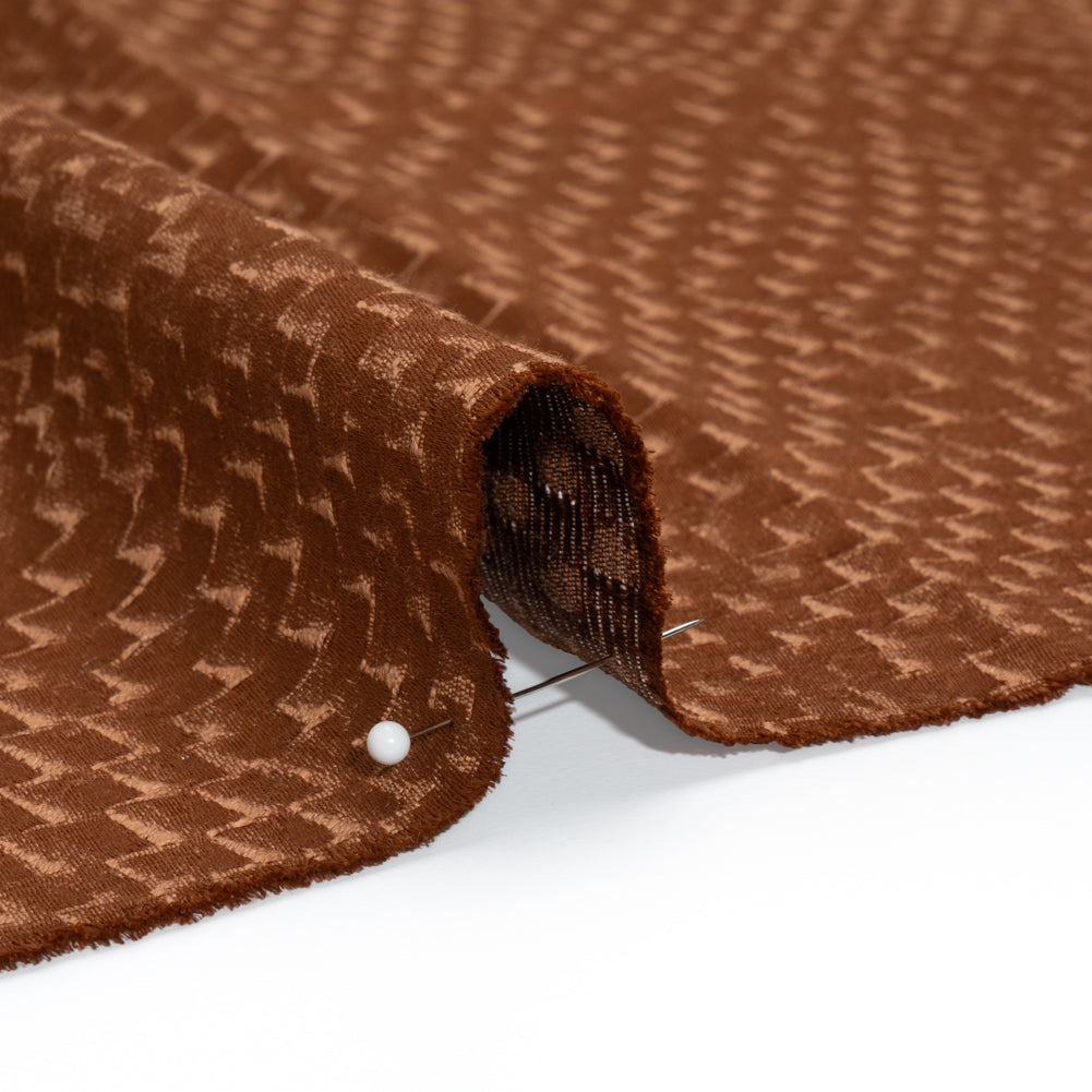 Stairstep Zig Zags Recycled Polyester and Cotton Drapery Jacquard - Henna - British Imported