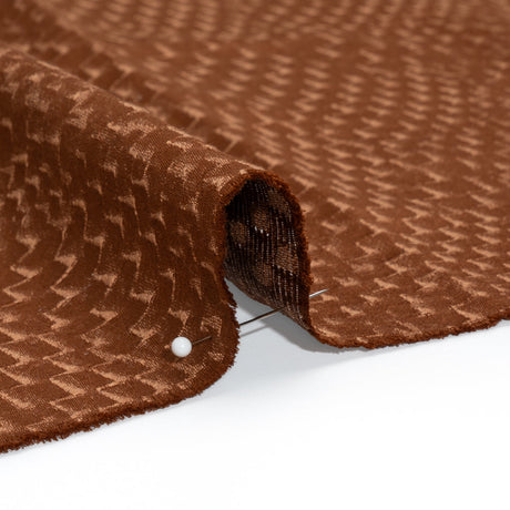 Stairstep Zig Zags Recycled Polyester and Cotton Drapery Jacquard - Henna - British Imported