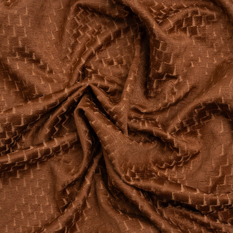 Stairstep Zig Zags Recycled Polyester and Cotton Drapery Jacquard - Henna - British Imported