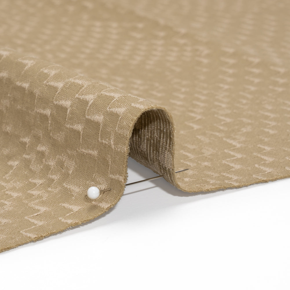 Stairstep Zig Zags Recycled Polyester and Cotton Drapery Jacquard - Putty - British Imported