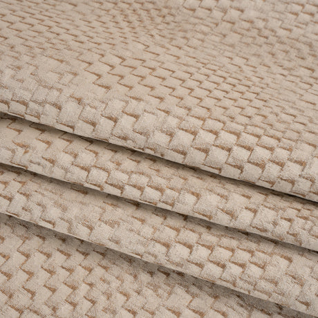 Stairstep Zig Zags Recycled Polyester and Cotton Drapery Jacquard - Sepia - British Imported