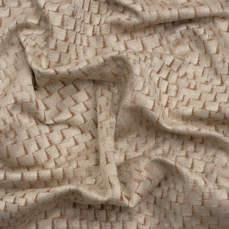Stairstep Zig Zags Recycled Polyester and Cotton Drapery Jacquard - Sepia - British Imported