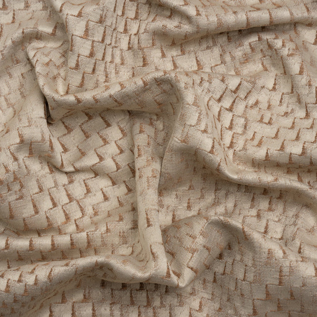 Stairstep Zig Zags Recycled Polyester and Cotton Drapery Jacquard - Sepia - British Imported
