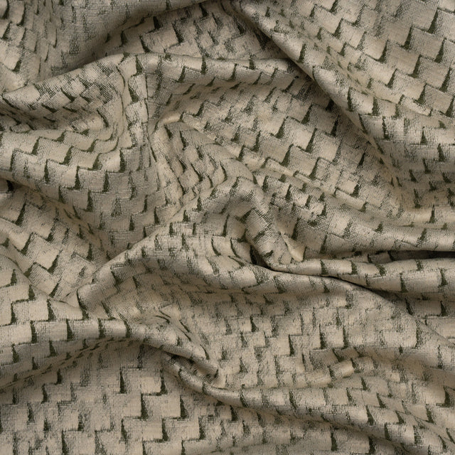 Stairstep Zig Zags Recycled Polyester and Cotton Drapery Jacquard - Spruce - British Imported