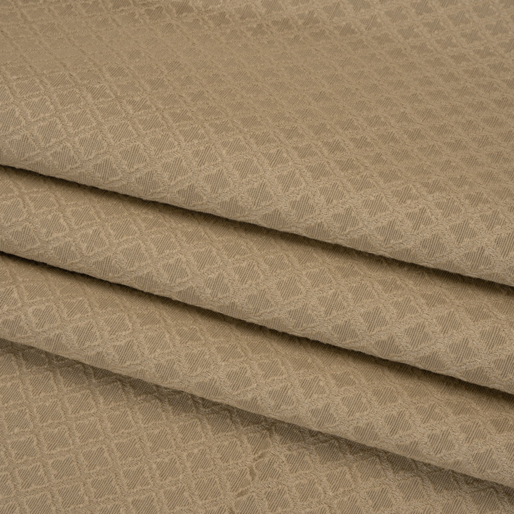Diamond Tiles Recycled Polyester and Cotton Drapery Jacquard - Putty - British Imported