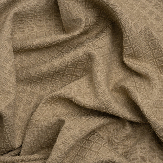 Diamond Tiles Recycled Polyester and Cotton Drapery Jacquard - Putty - British Imported