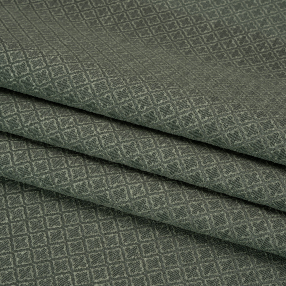 Diamond Tiles Recycled Polyester and Cotton Drapery Jacquard - Teal - British Imported