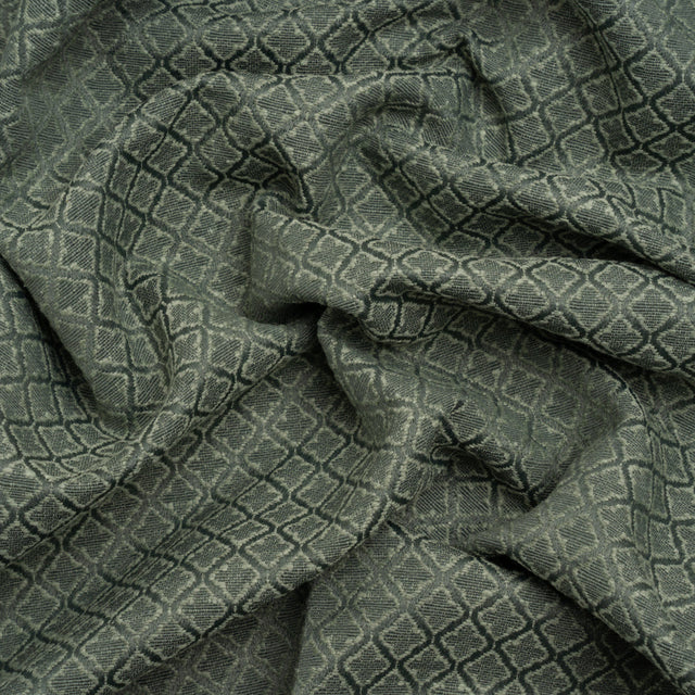 Diamond Tiles Recycled Polyester and Cotton Drapery Jacquard - Teal - British Imported