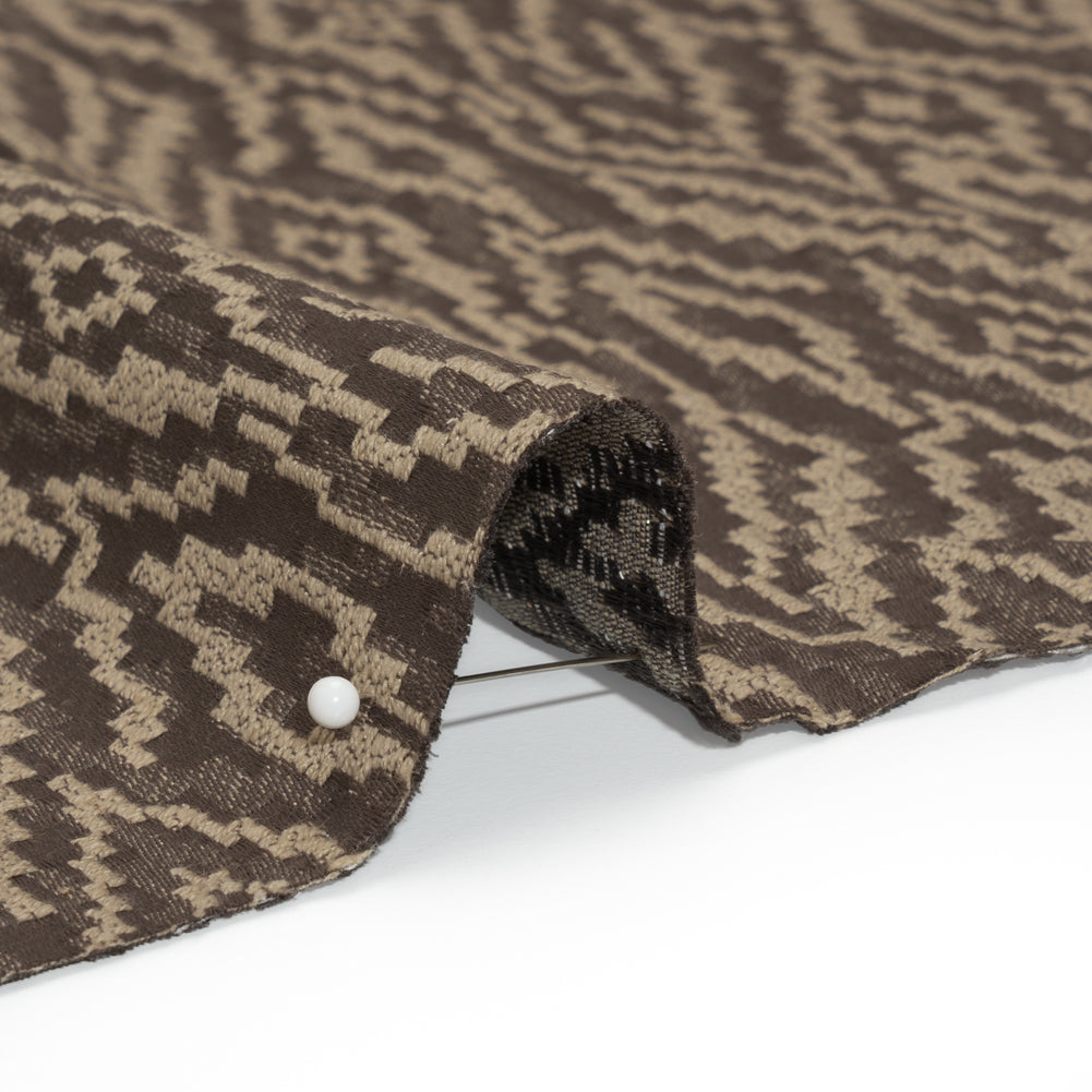 Geometric Recycled Polyester and Cotton Drapery Jacquard - Flint - British Imported