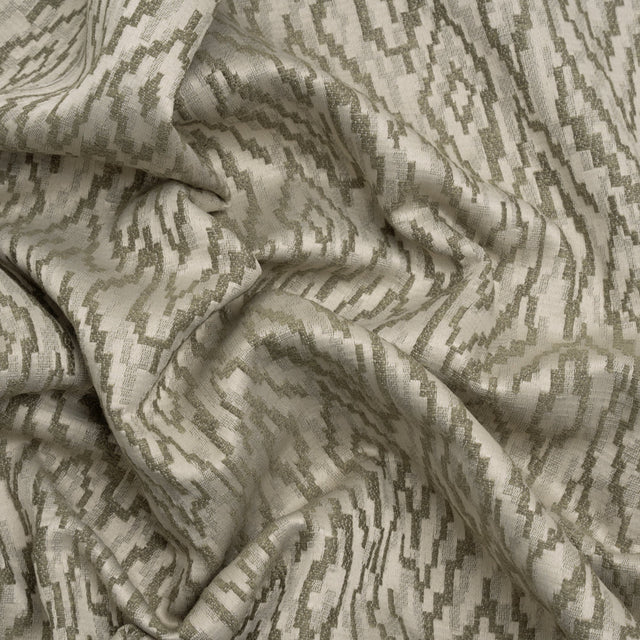 Geometric Recycled Polyester and Cotton Drapery Jacquard - Limestone - British Imported