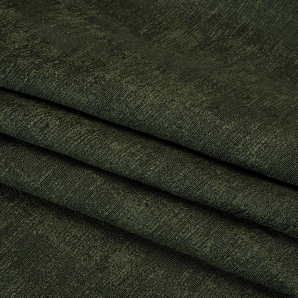 Abstract Textures Recycled Polyester and Cotton Drapery Jacquard - Emerald - British Imported