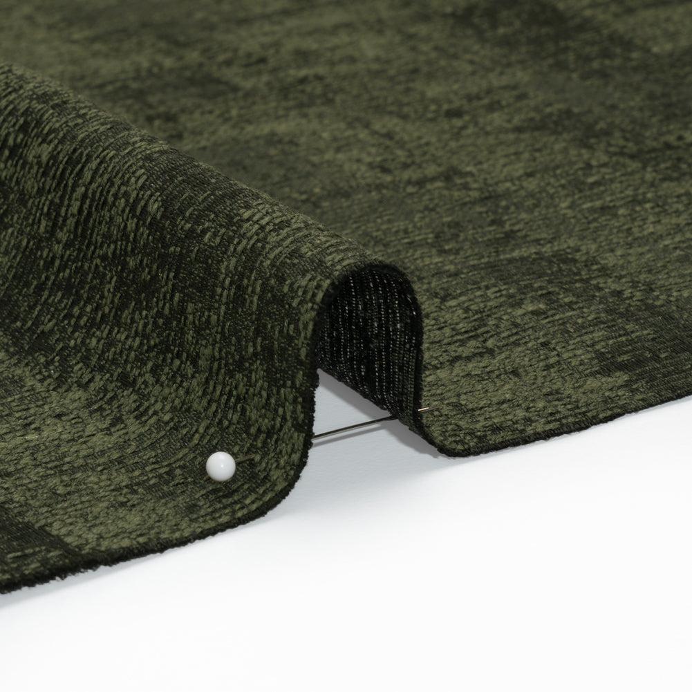 Abstract Textures Recycled Polyester and Cotton Drapery Jacquard - Emerald - British Imported