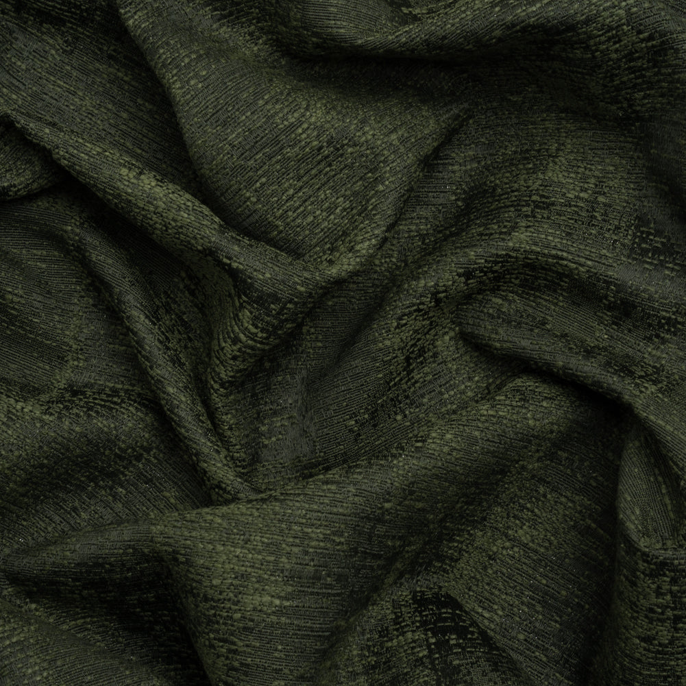 Abstract Textures Recycled Polyester and Cotton Drapery Jacquard - Emerald - British Imported