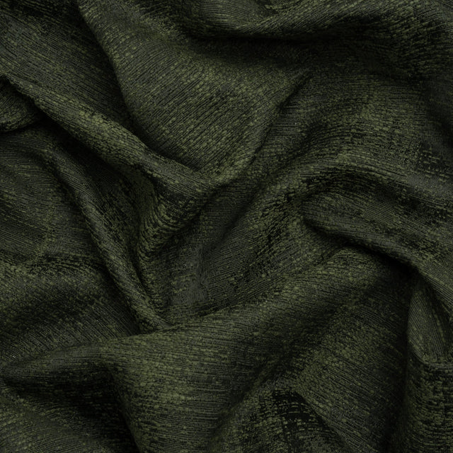 Abstract Textures Recycled Polyester and Cotton Drapery Jacquard - Emerald - British Imported