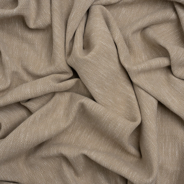 Linen Look Recycled Polyester and Cotton Woven - Fawn - British Imported