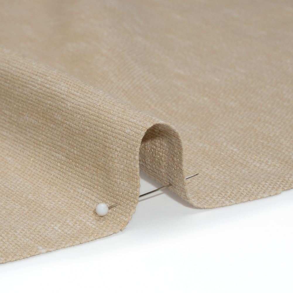 Linen Look Recycled Polyester and Cotton Woven - Flax - British Imported