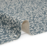 Brushed Cotton and Linen Canvas - Indigo Little Vines - British Imported
