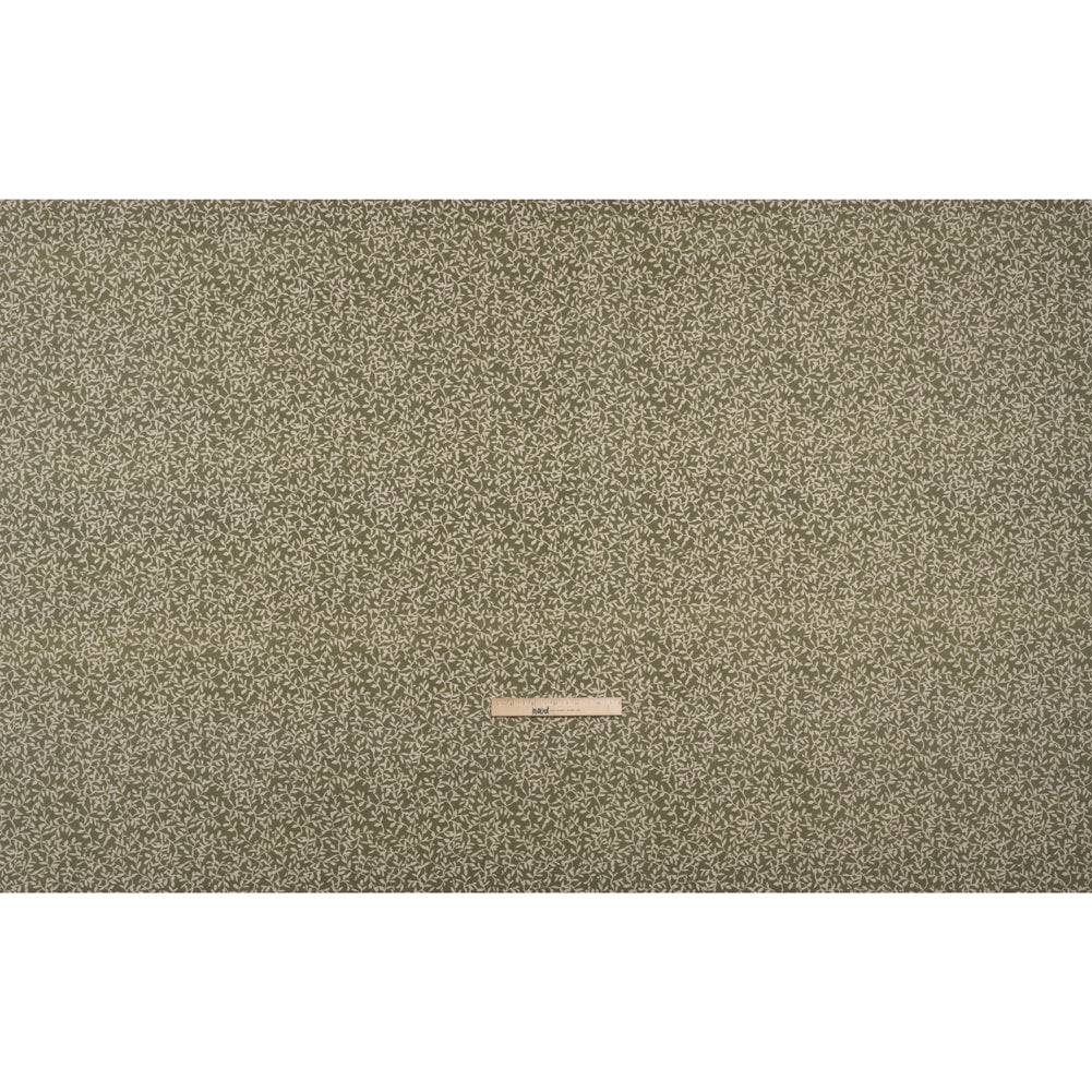 Brushed Cotton and Linen Canvas - Oregano Little Vines - British Imported