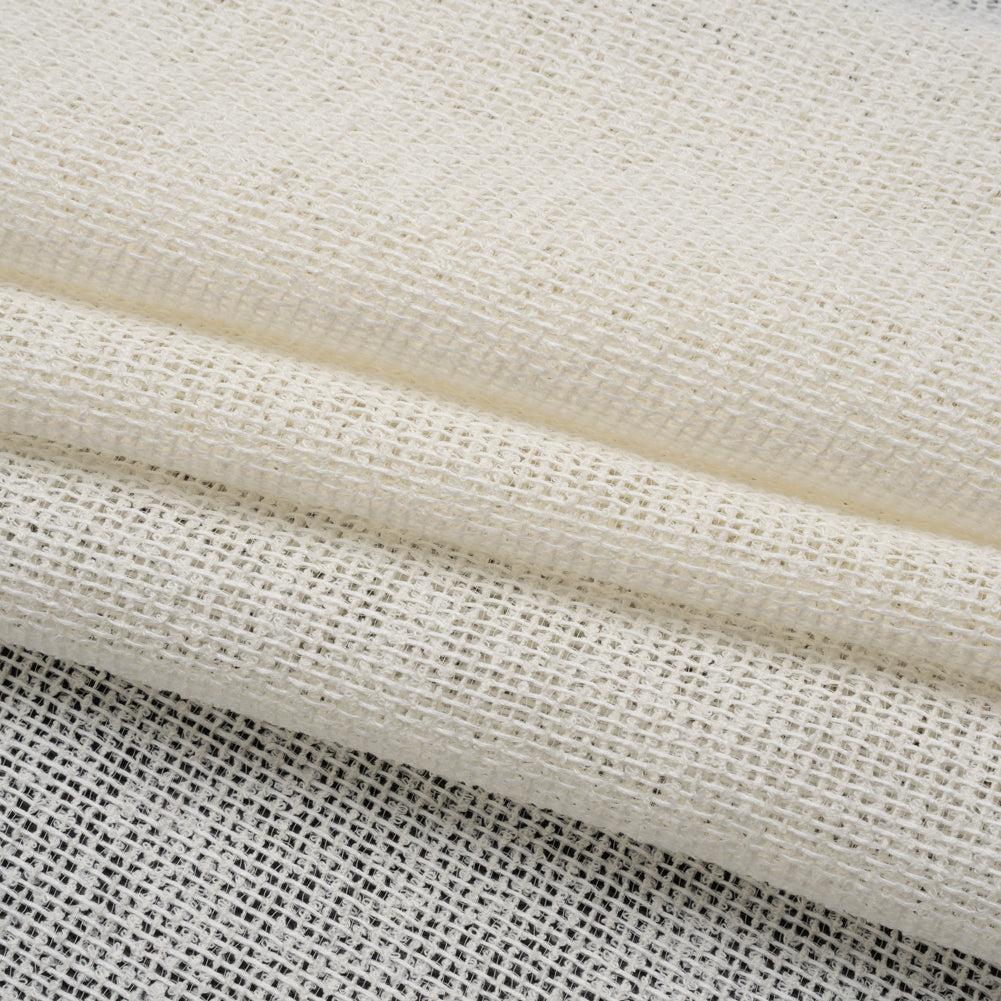 Boucle Burlap-Like Sheer Drapery Woven 118" - Ivory - British Imported