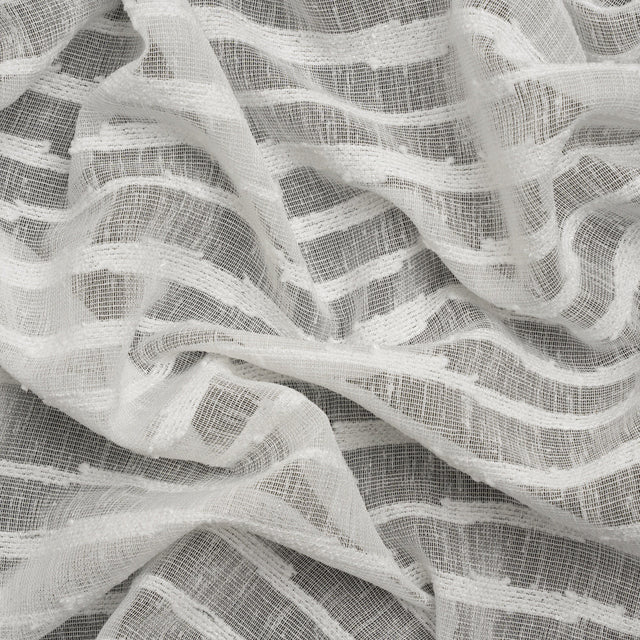 Boucle Striped Drapery Sheer Fabric 118" - Chalk - British Imported