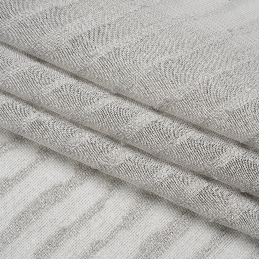 Boucle Striped Drapery Sheer Fabric 118" - Pebble - British Imported