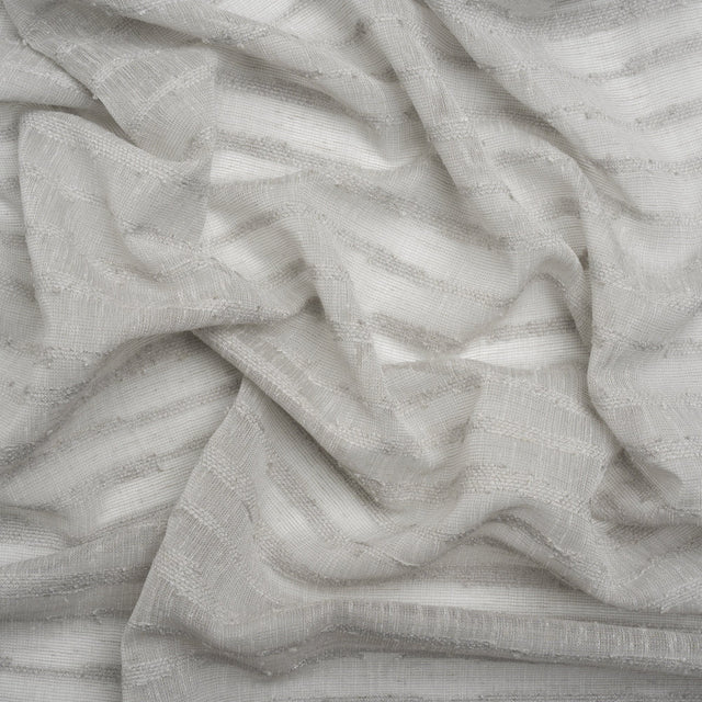 Boucle Striped Drapery Sheer Fabric 118" - Pebble - British Imported