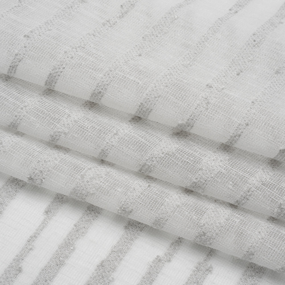 Boucle Striped Drapery Sheer Fabric 118" - Silver - British Imported