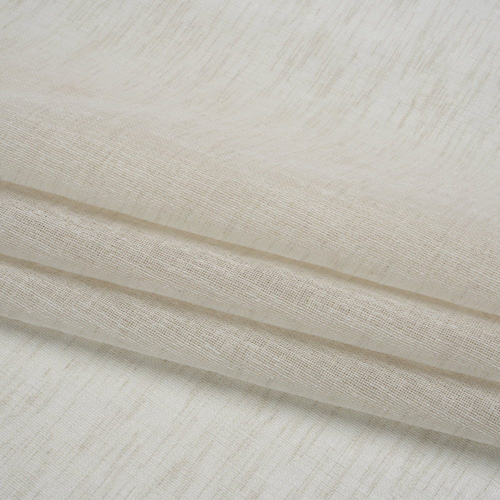 Linen Look Recycled Polyester Drapery Sheers Woven 118" - Ivory - British Imported