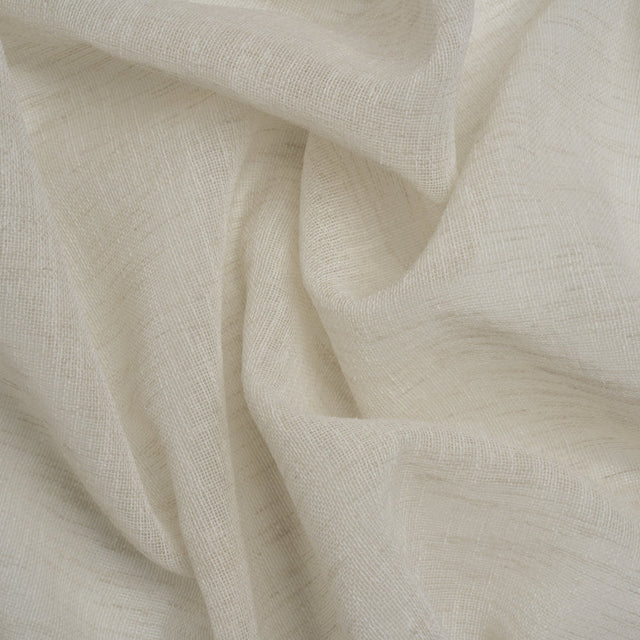 Linen Look Recycled Polyester Drapery Sheers Woven 118" - Ivory - British Imported