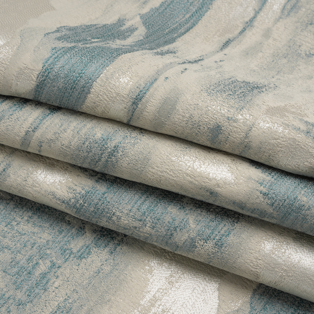 Recycled Polyester Drapery Jacquard - Seafoam Hazy Landscapes - British Imported