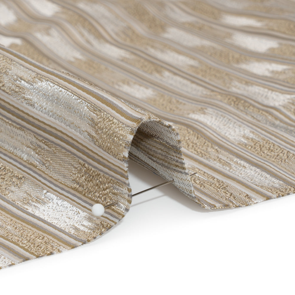 Recycled Polyester Drapery Jacquard - Flax Streaking Stripes - British Imported