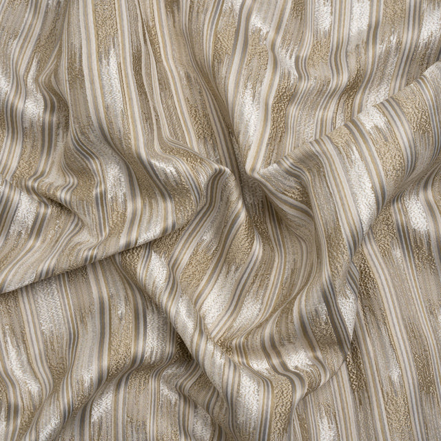 Recycled Polyester Drapery Jacquard - Flax Streaking Stripes - British Imported