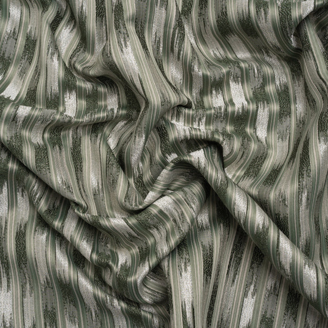 Recycled Polyester Drapery Jacquard - Forest Streaking Stripes - British Imported