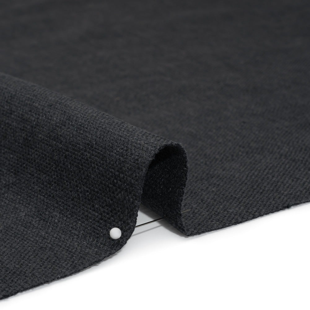 Linen Look Recycled Polyester and Cotton Woven - Raven - British Imported