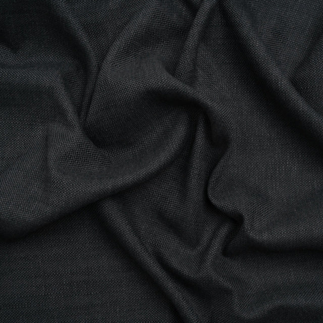 Linen Look Recycled Polyester and Cotton Woven - Raven - British Imported