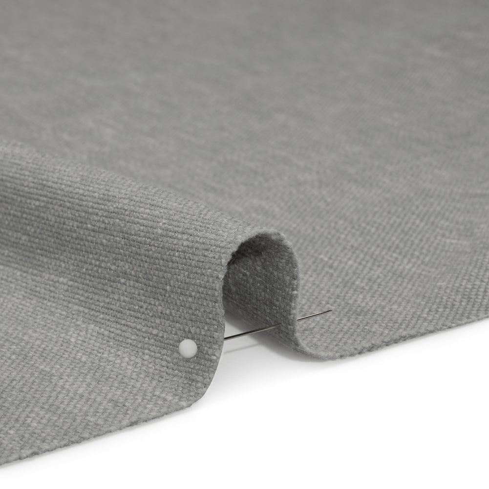 Linen Look Recycled Polyester and Cotton Woven - Silver - British Imported