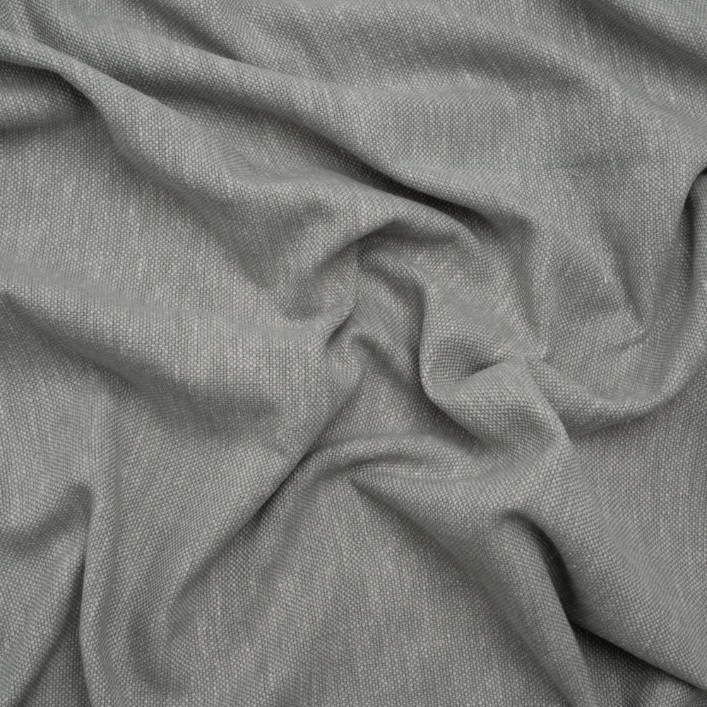 Linen Look Recycled Polyester and Cotton Woven - Silver - British Imported
